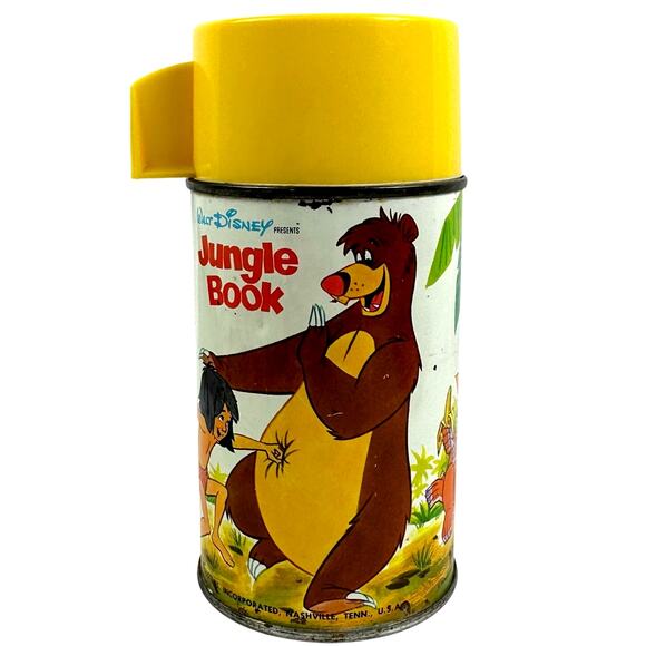 Disney 1966 Aladdin Jungle Book Embossed Metal Lunchbox w/Thermos & Golden Book. - Picture 15 of 16